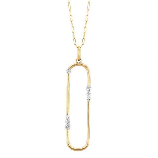 Phillips House Extra Large Link Yellow Gold Pendant with Diamonds, 24"